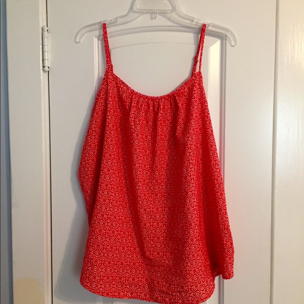 Red & White Faded Glory Spaghetti Strap Top | XL